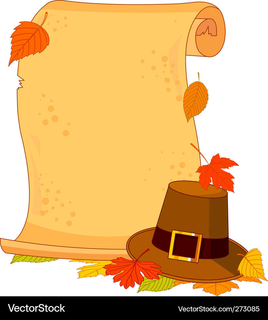 Thanksgiving Scroll mit Pilgrim Hat Vektorbild