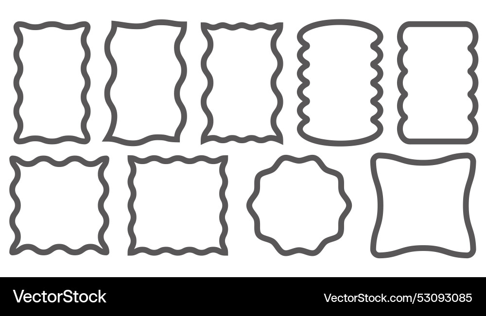 Wavy rectangle frame scallop edge box outline Vector Image