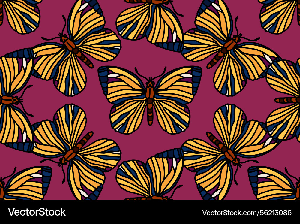 Botanical butterflies seamless pattern repeating vector image