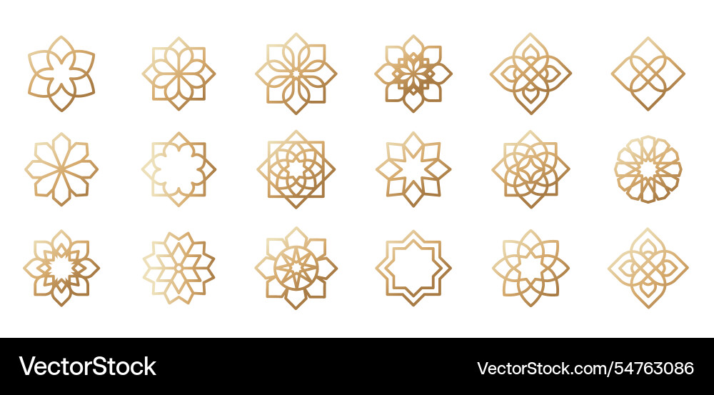 Collection of arabic oriental floral Collection of arabic oriental floral vector image