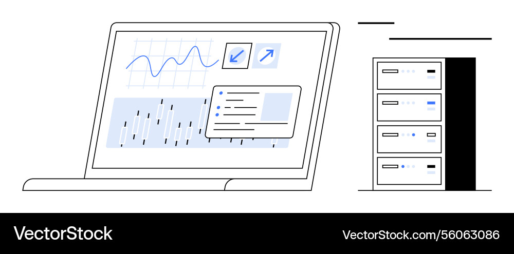 Data visualization on laptop screen with connected Data visualization on laptop screen with connected vector image