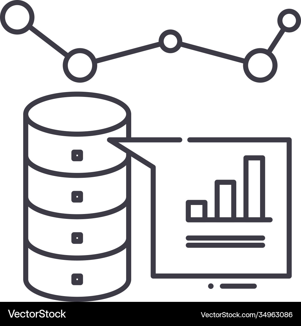Database analysis icon linear isolated vector image