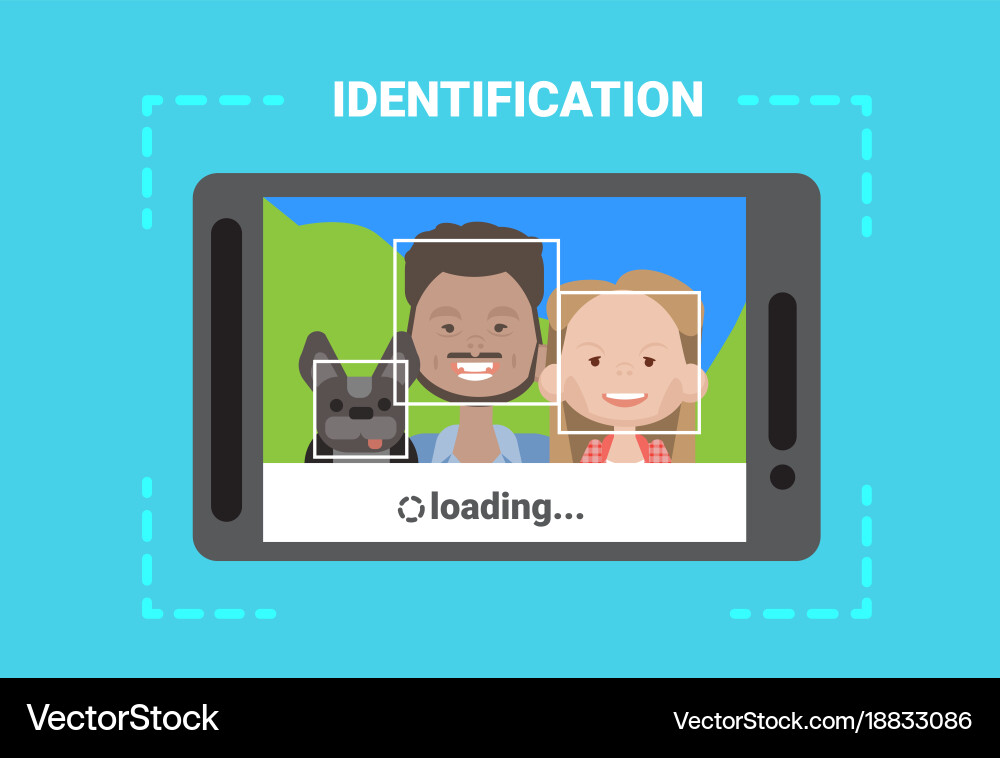 Digital tablet scanning user face loading Vector Image