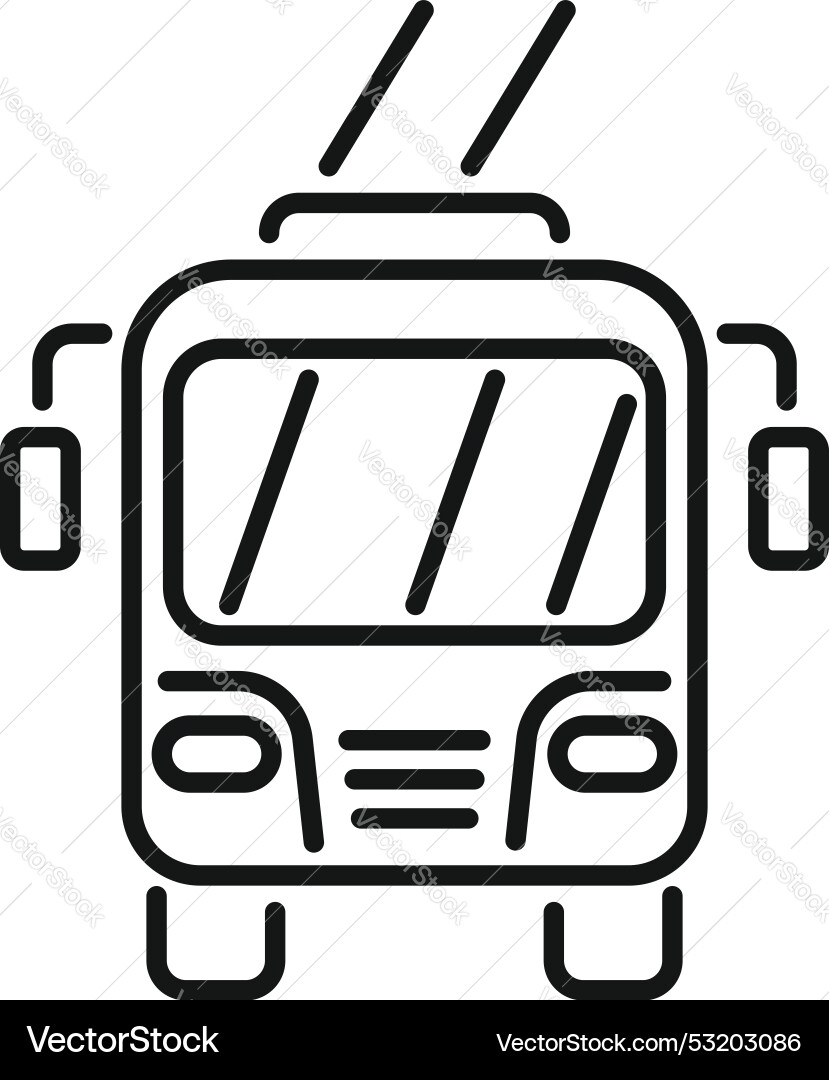 Front view of an empty trolleybus waiting Front view of an empty trolleybus waiting Vector Image