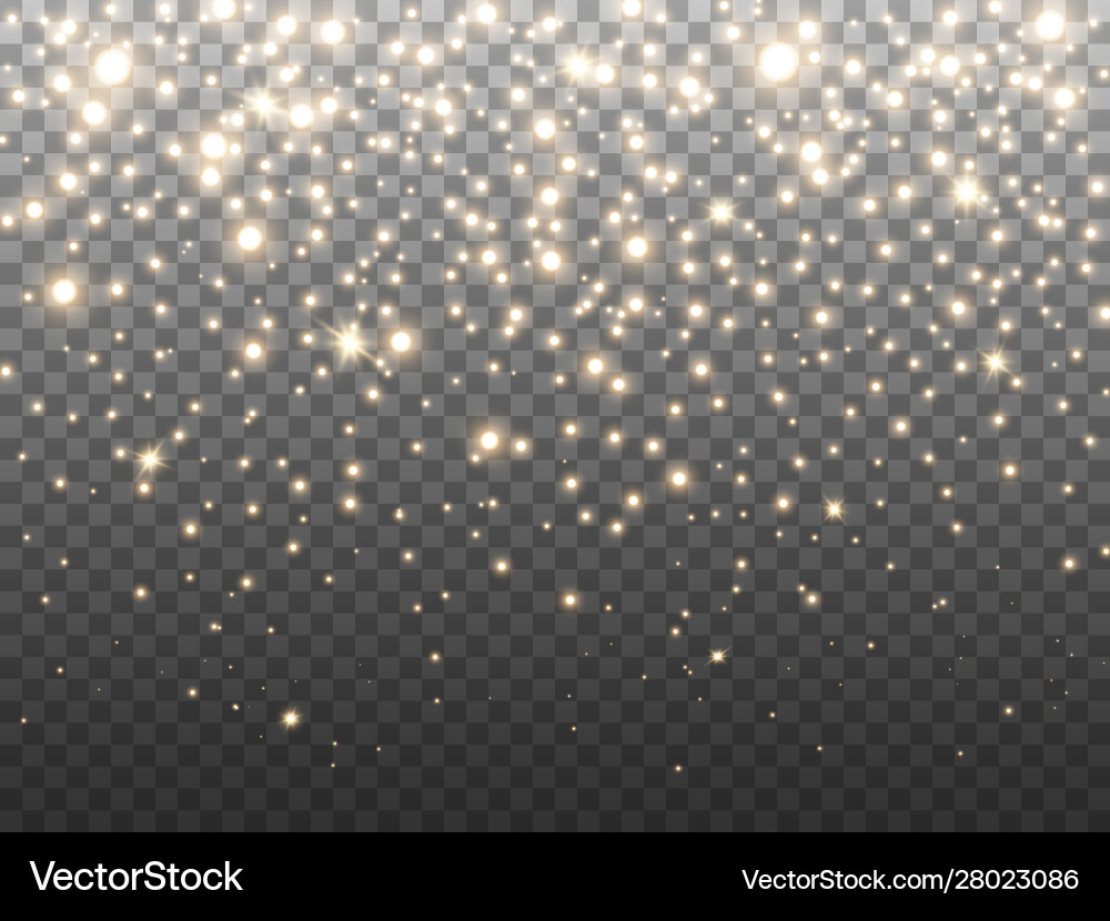 Gold glitter particles on transparent backdrop Gold glitter particles on transparent backdrop vector image
