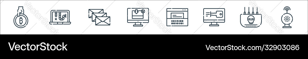 Hacker line icons linear set quality Hacker line icons linear set quality vector image
