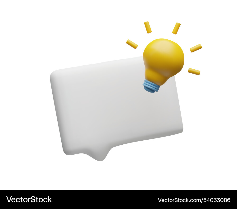 Light bulb with empty speech bubble 3d cartoon Vector Image