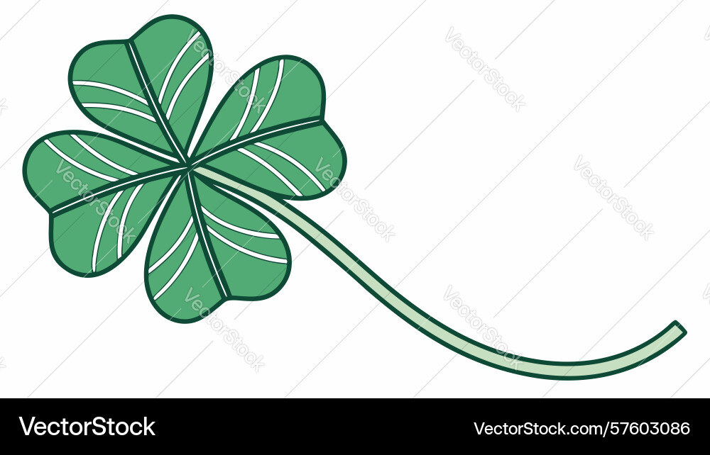 Lucky four-leaf clover with gentle curve design Vector Image