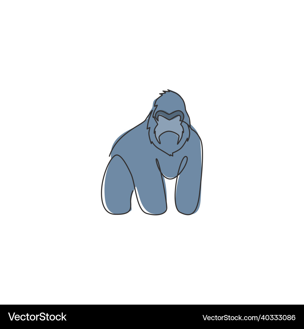 One continuous line drawing of gorilla One continuous line drawing of gorilla vector image