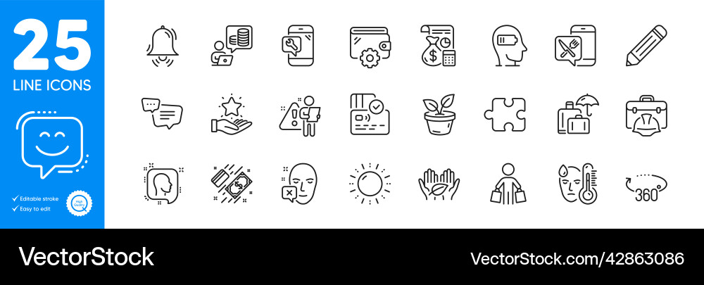 Outline icons set leaves text message Outline icons set leaves text message Vector Image