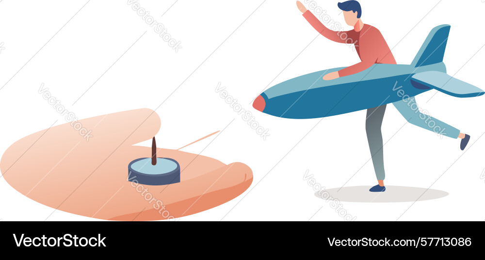 Person floating on surfboard-like object abstract vector image