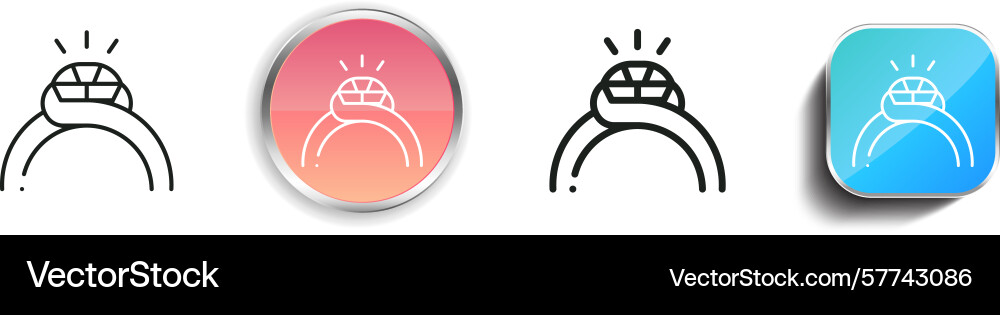 Ring icon thin linear regular and button style Ring icon thin linear regular and button style vector image