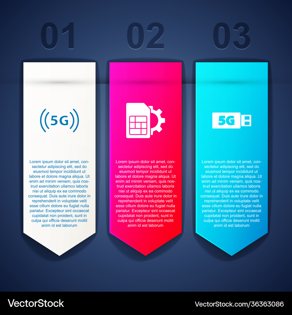 Set 5g network sim card setting and modem Set 5g network sim card setting and modem vector image