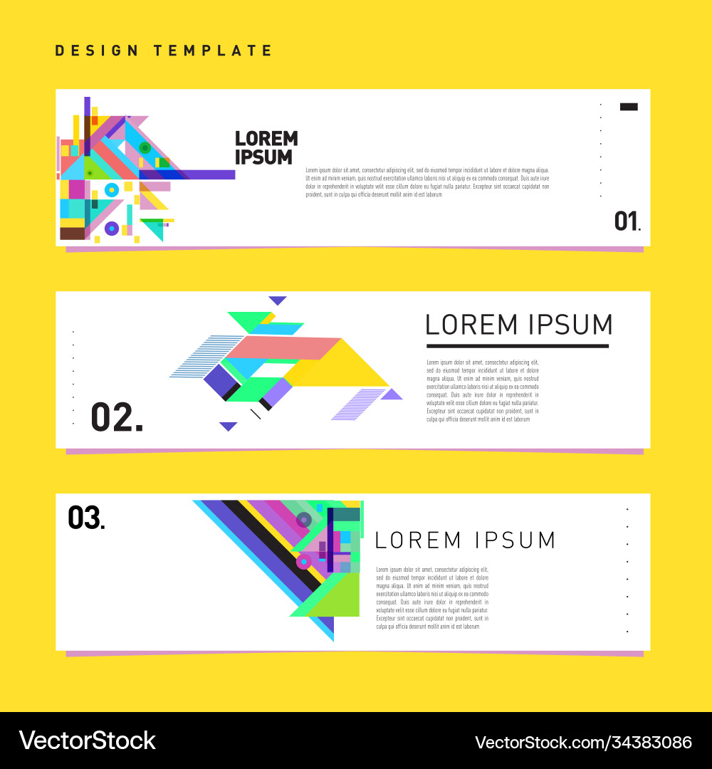 Set abstract banner web design template retro Vector Image