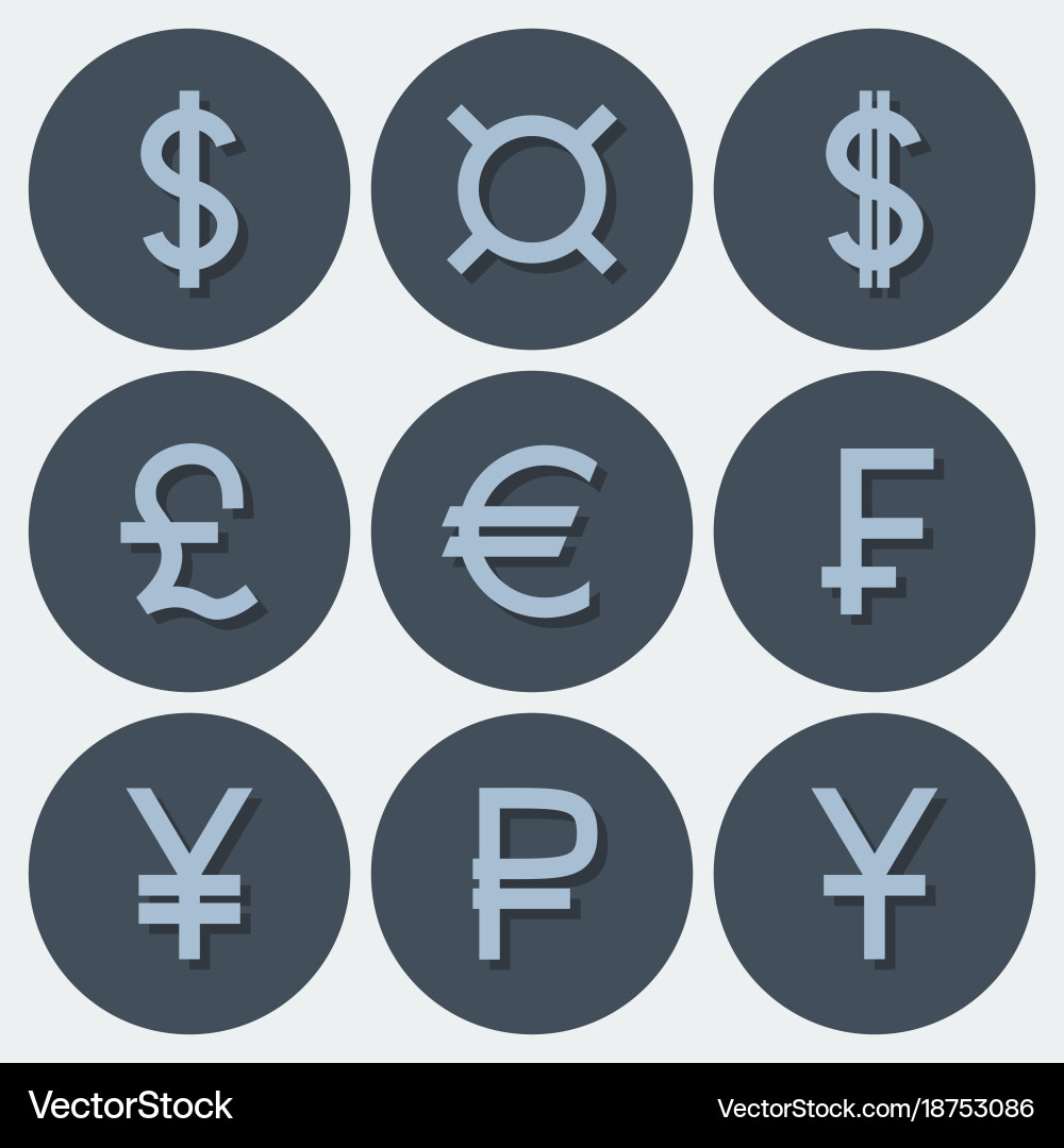 Set of icons with different currency symbols vector image