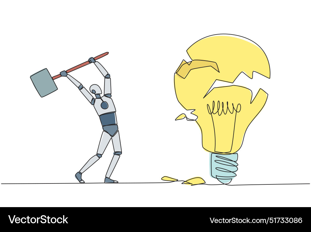 Single continuous line drawing smart robot Single continuous line drawing smart robot Vector Image