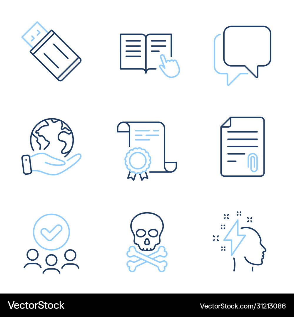 Talk bubble usb flash and attachment icons set Talk bubble usb flash and attachment icons set vector image
