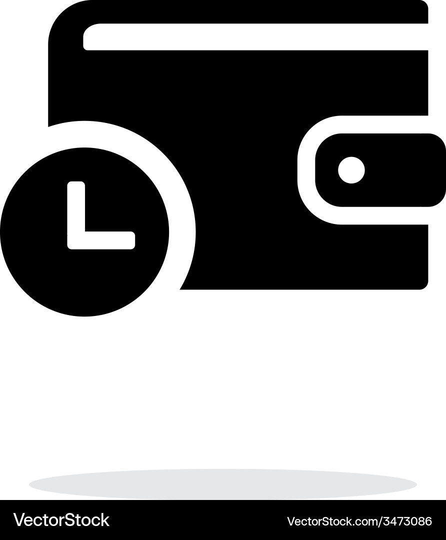 Wallet with timer icon on white background Vector Image