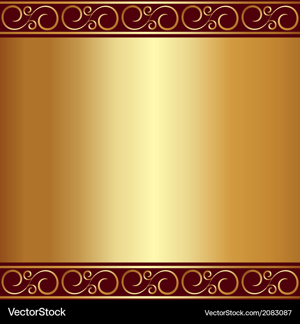 Abstract gold plate background with vignettes vector image