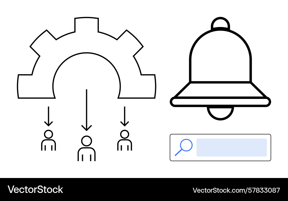 Automation workflow with notification bell team Vector Image