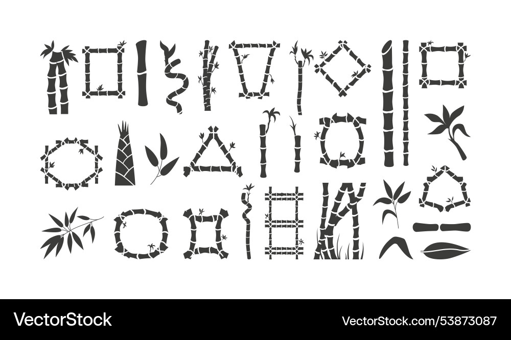 Bamboo silhouettes asian plants stalks sticks Bamboo silhouettes asian plants stalks sticks Vector Image