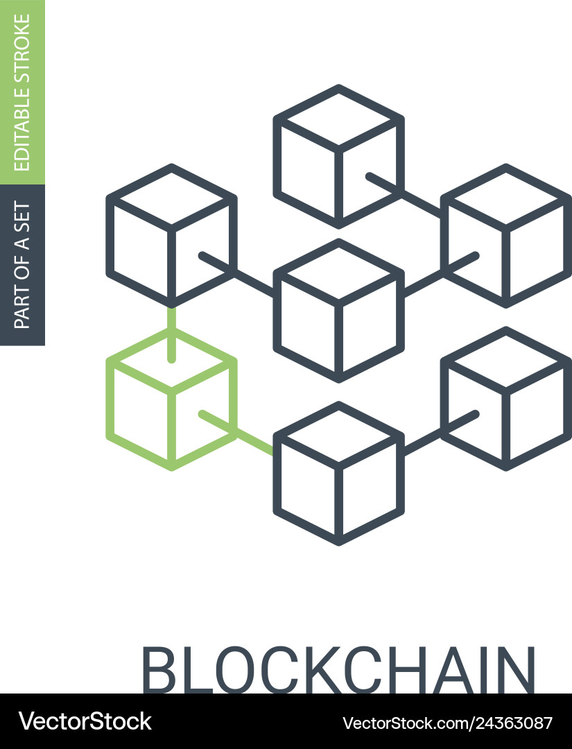 Blockchain icon consists of blocks connected vector image