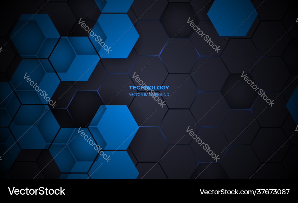 Dark gray abstract hexagonal technology background Dark gray abstract hexagonal technology background vector image
