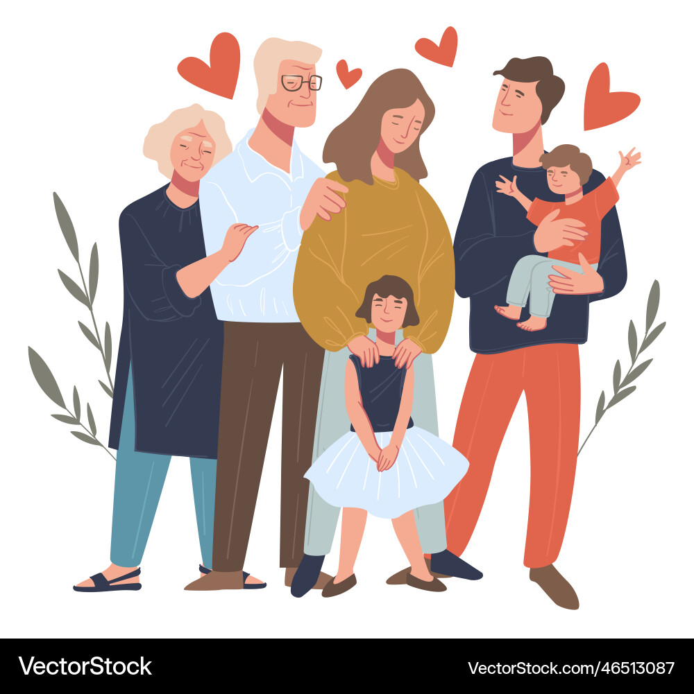 Family portrait happy parents and children Family portrait happy parents and children vector image