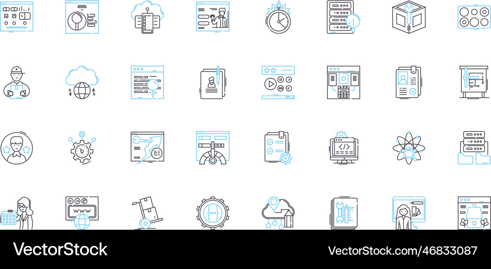 Game development linear icons set code design Game development linear icons set code design vector image