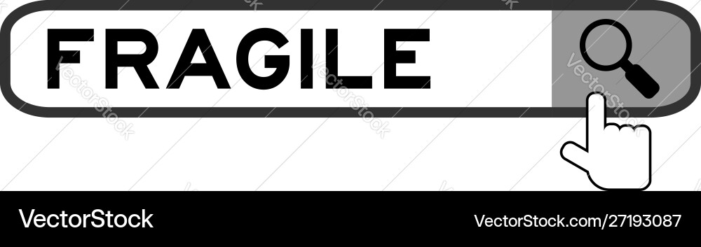 Hand icon over magnifier to find word fragile Hand icon over magnifier to find word fragile vector image