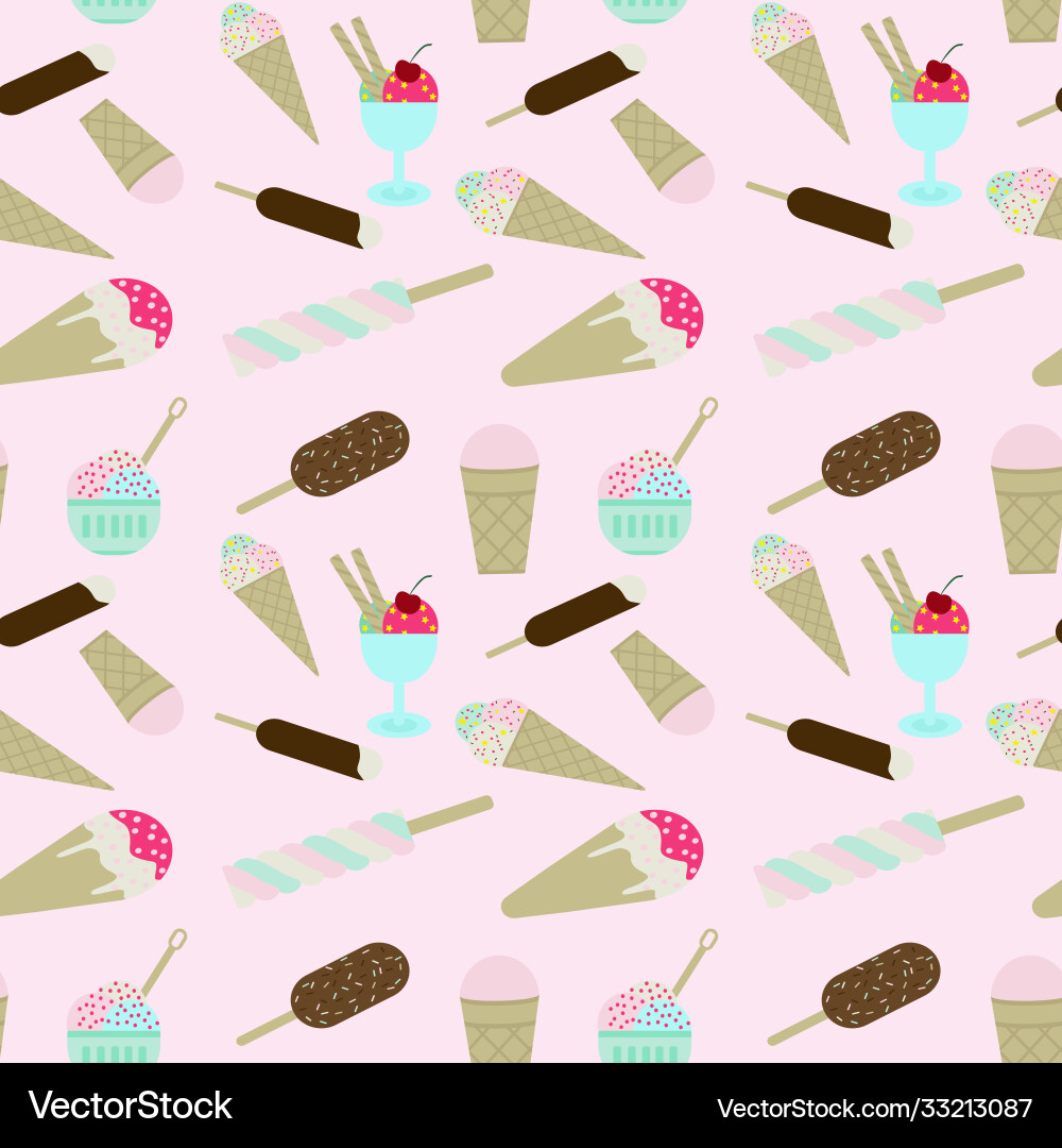 Ice cream seamless pattern background for design Ice cream seamless pattern background for design Vector Image