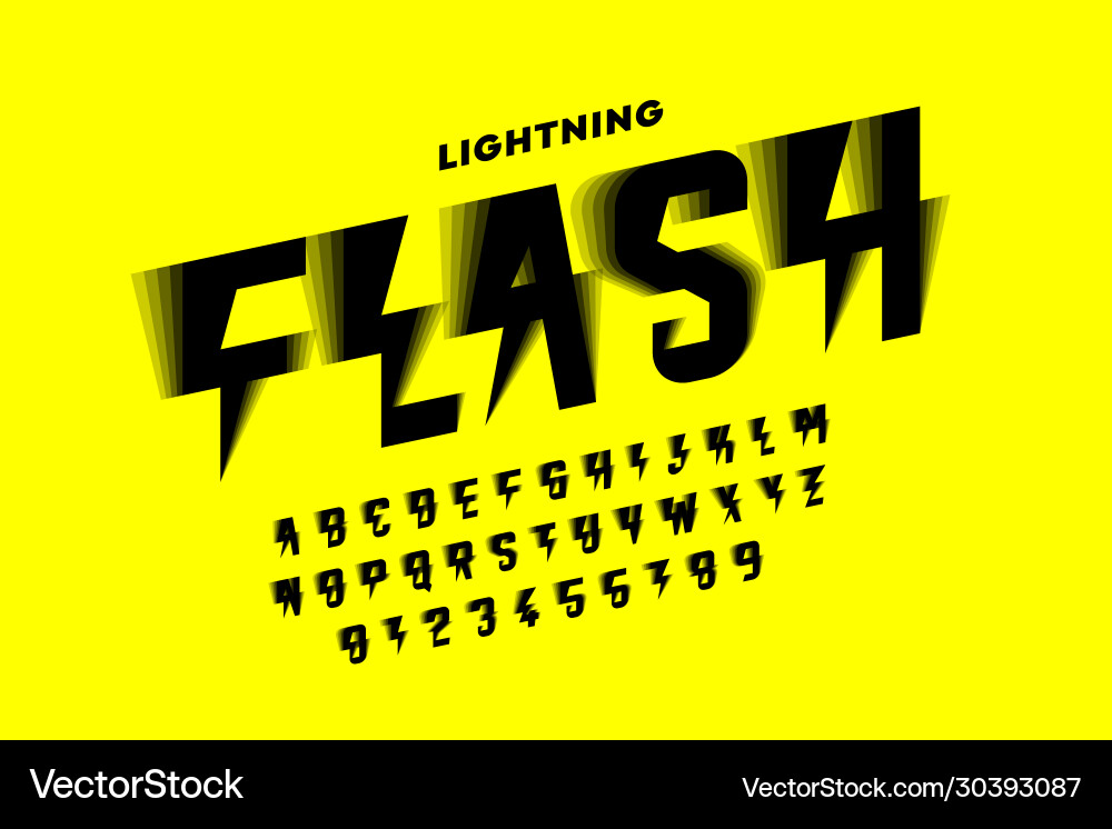 Lightning flash style font alphabet letters Vector Image