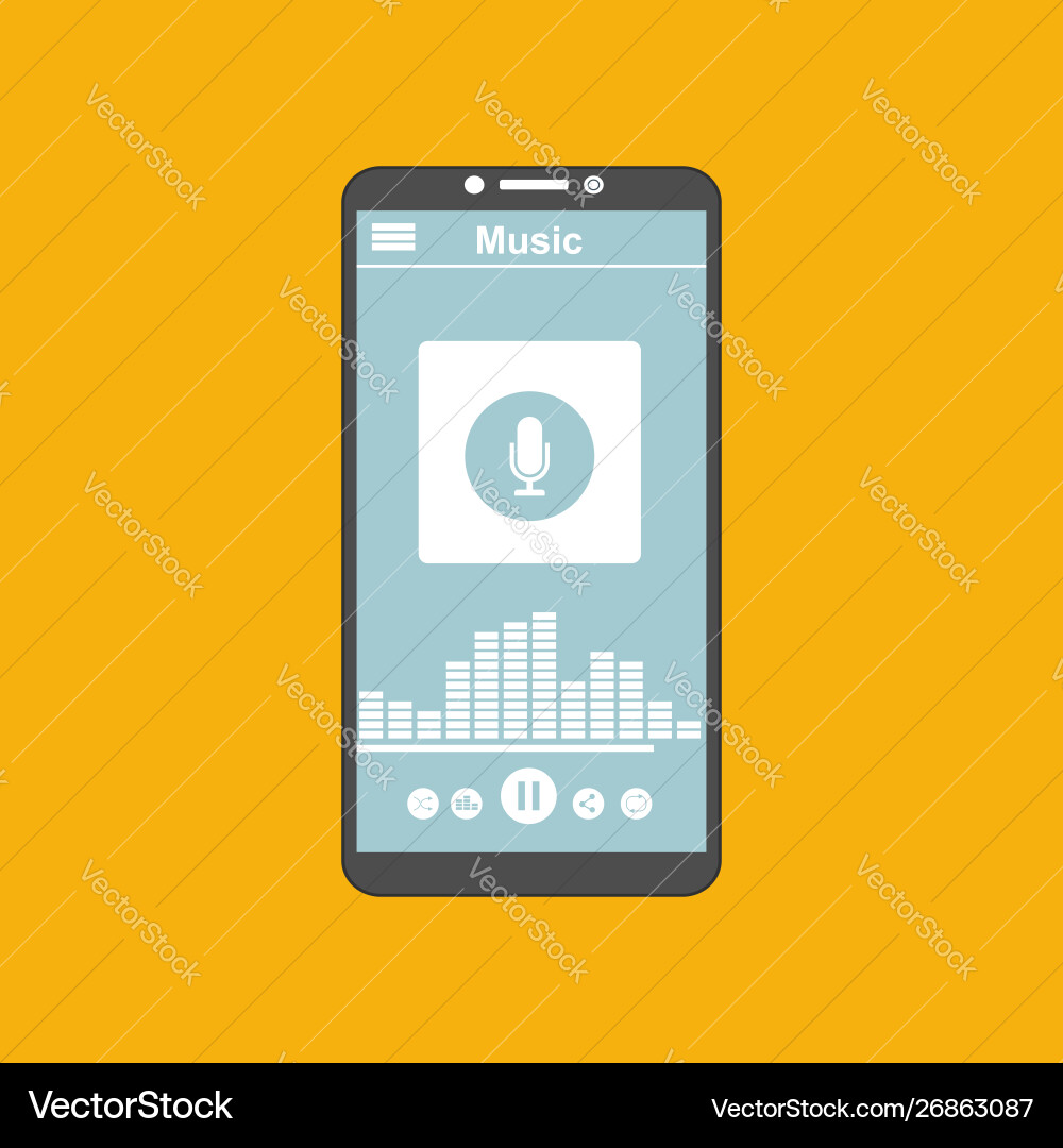 Media player application app template with flat Media player application app template with flat vector image