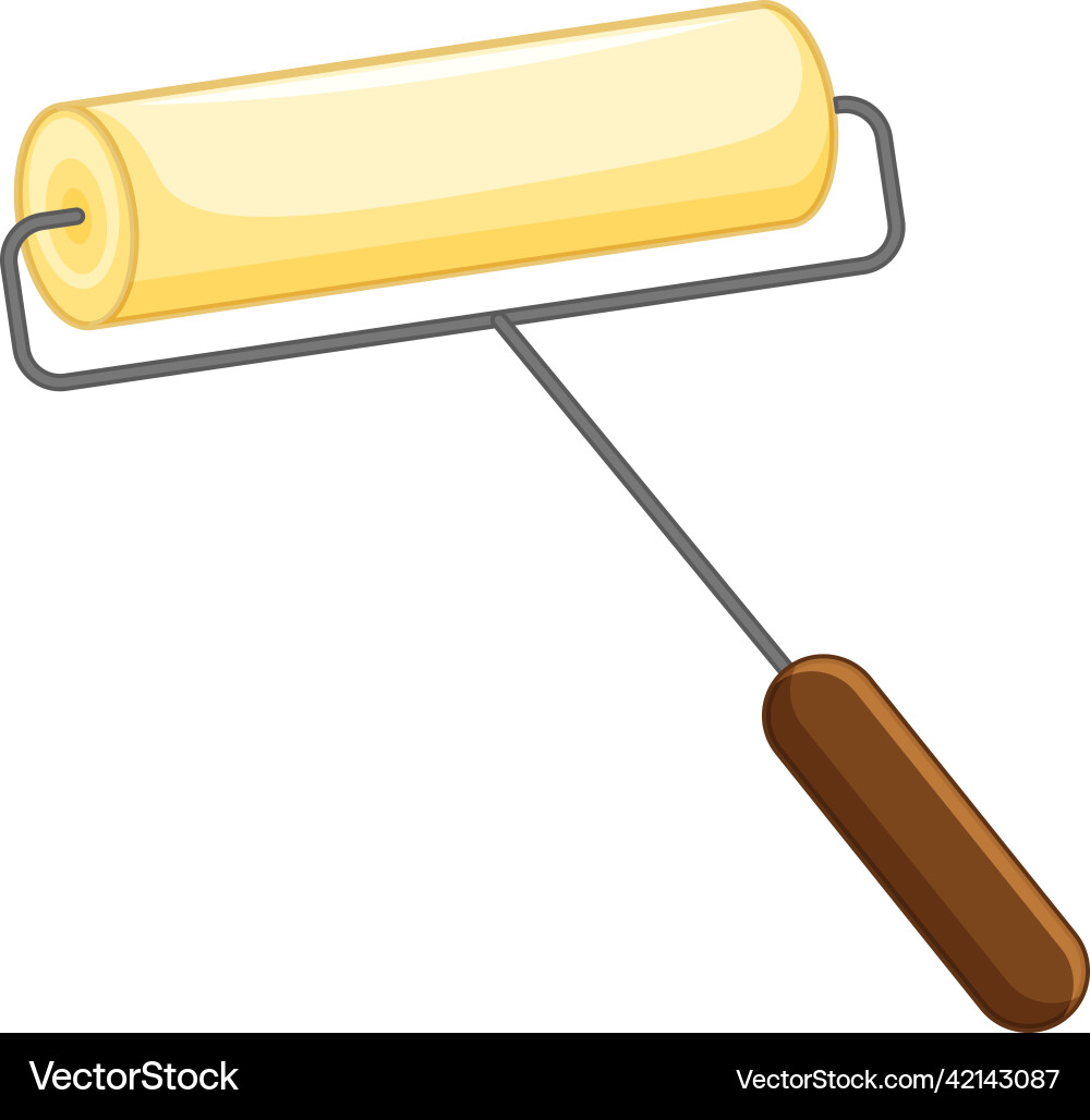 Paint roller with wooden stick – Royalty-Free Vector | VectorStock, image size:1000x1028