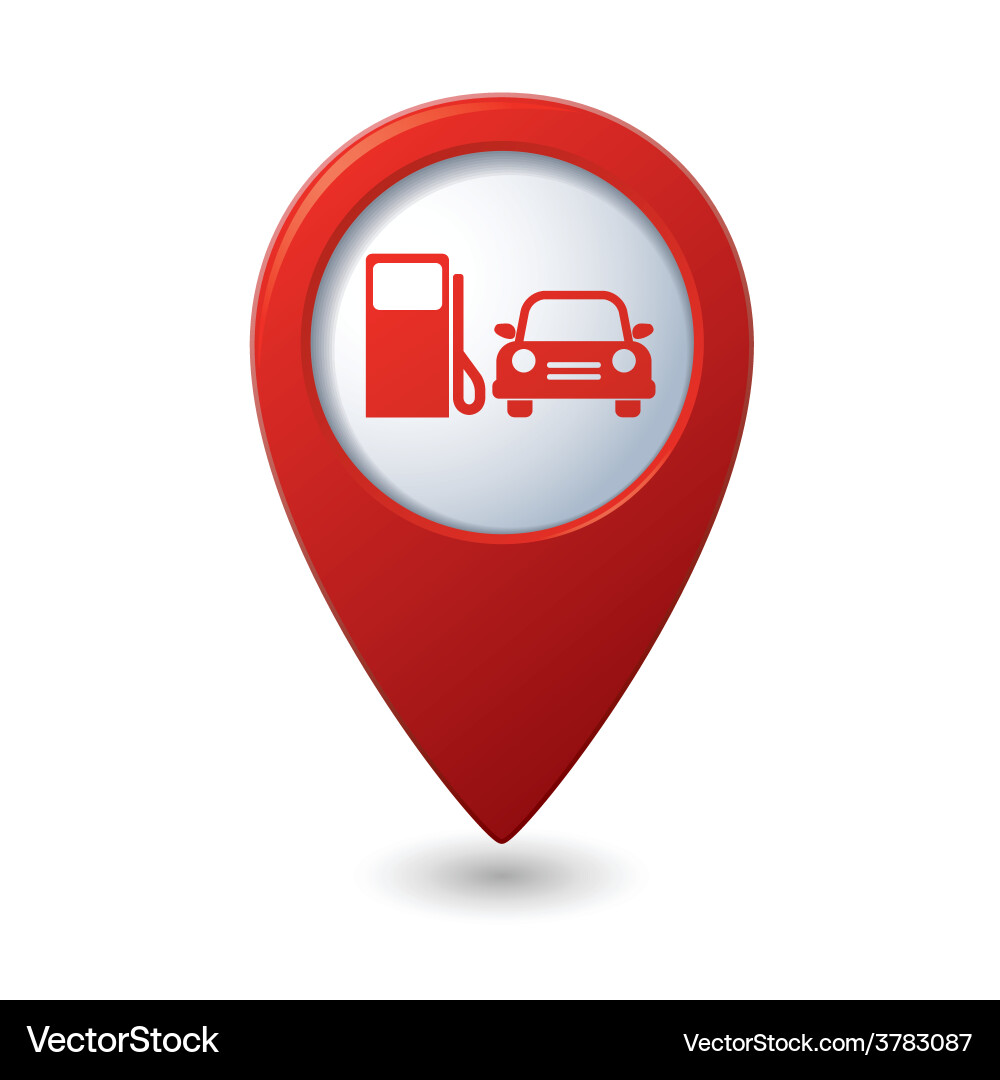 Petrol station and car red pointer vector image
