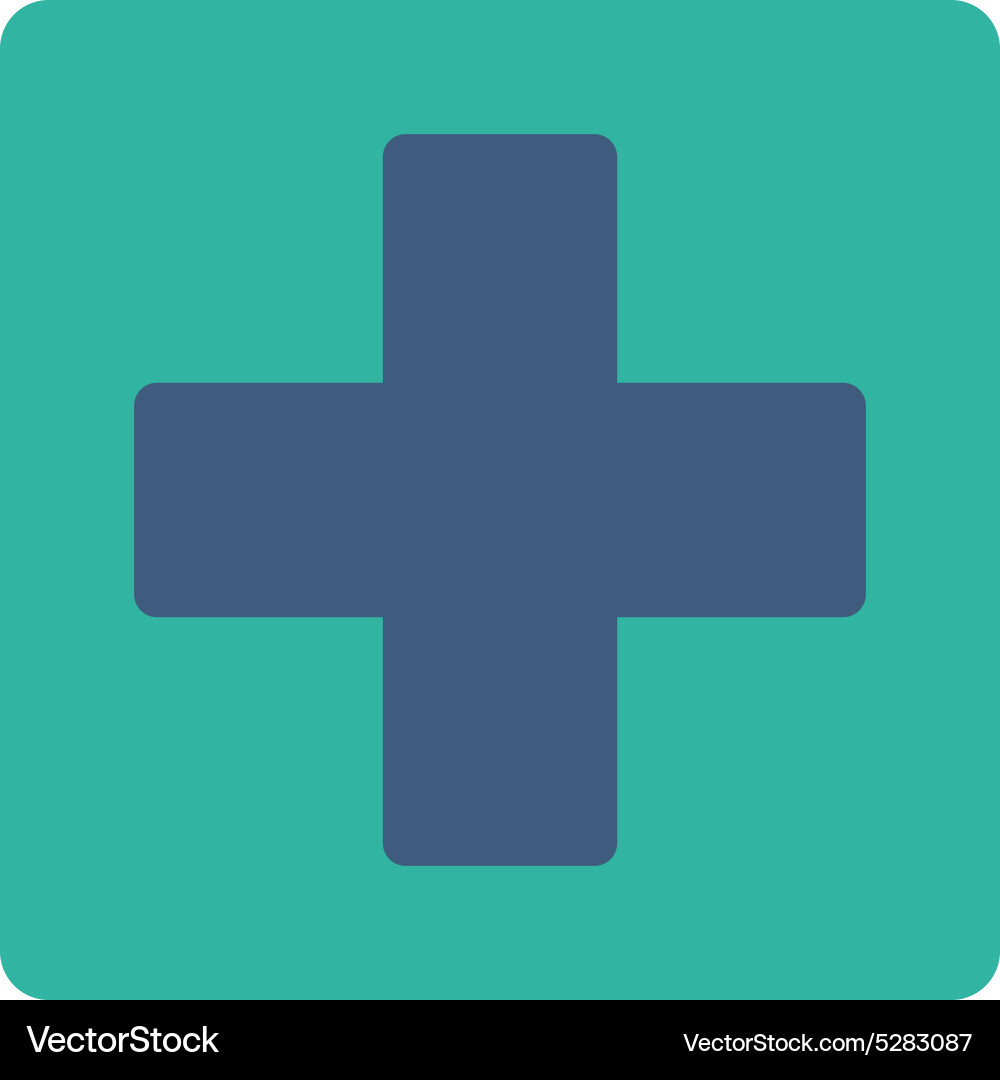 Plus flat cobalt and cyan colors rounded button vector image