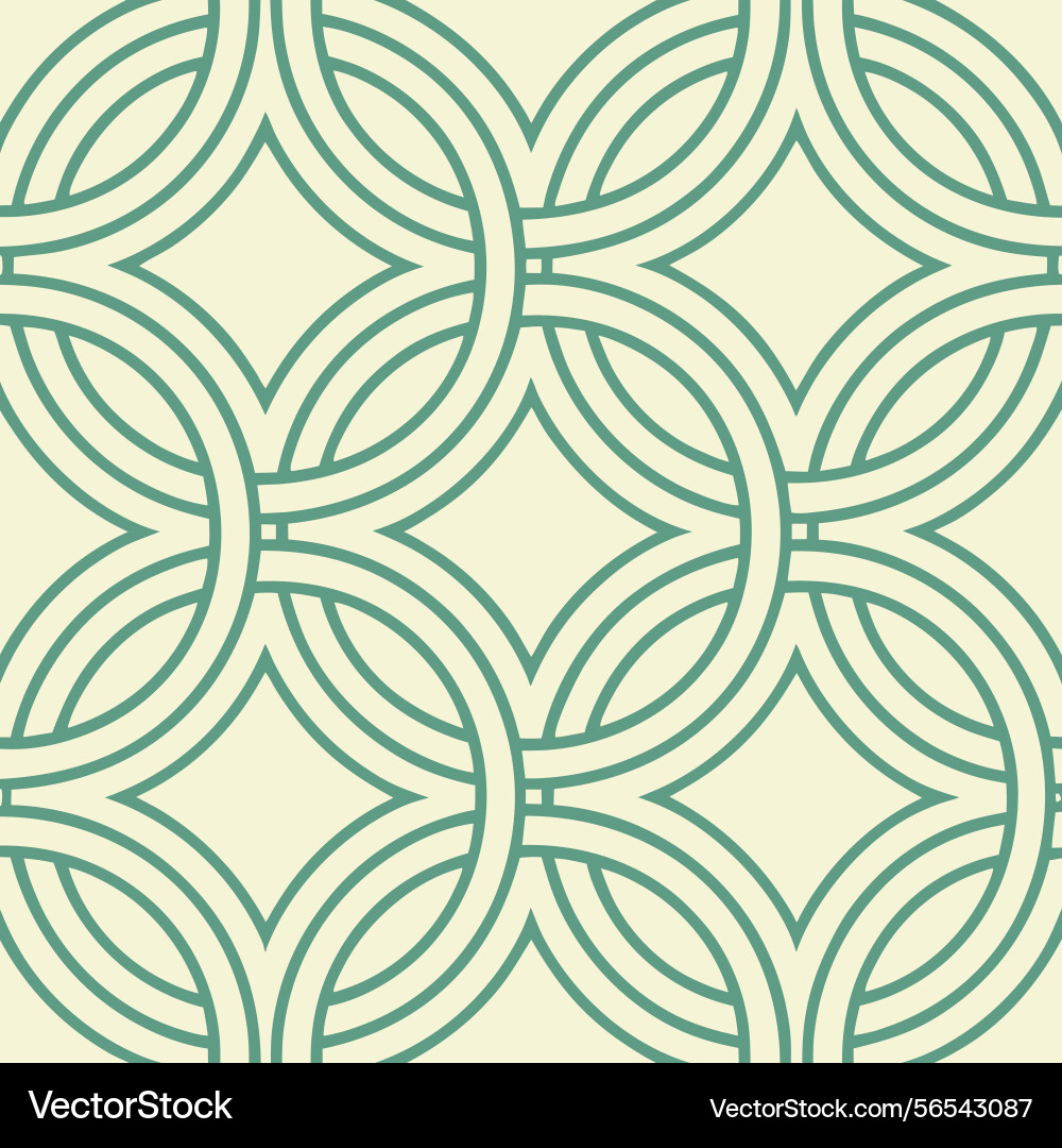 Seamless interlocking circles pattern teal Vector Image