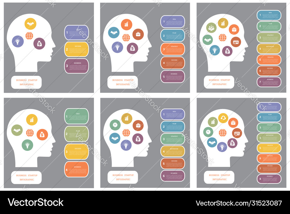 Set infographic head man concept thinking Set infographic head man concept thinking vector image