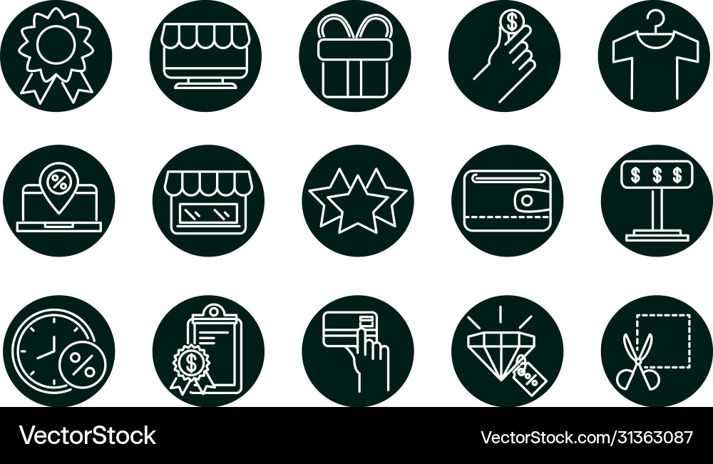 Shopping block and line style icon set vector image