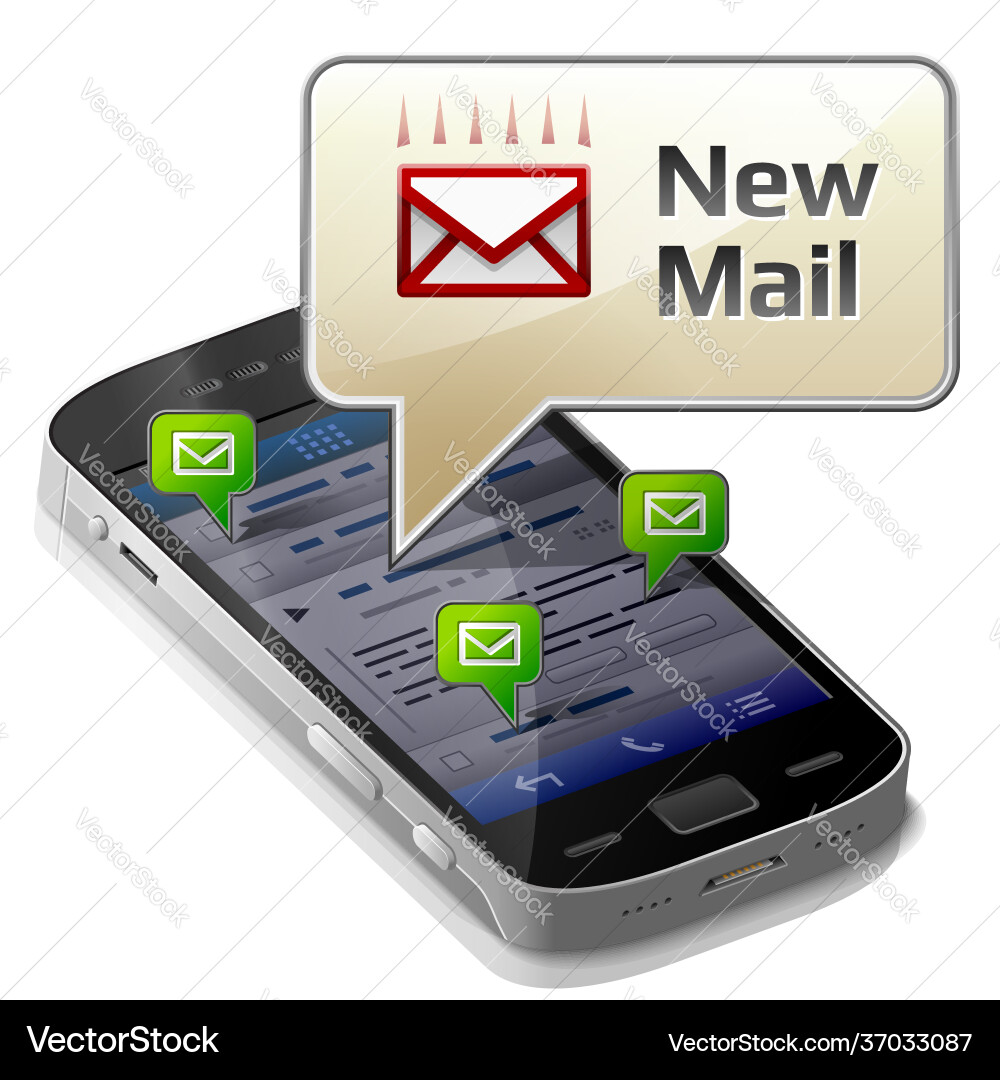 Smartphone with message bubble about new mail Smartphone with message bubble about new mail vector image
