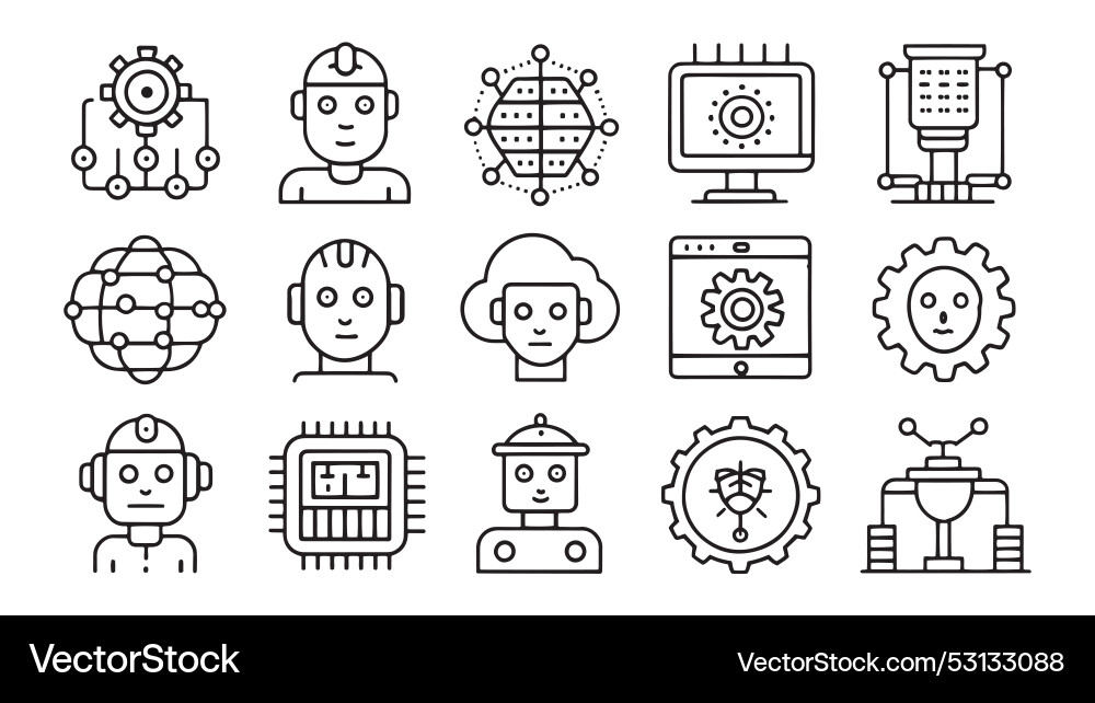 Artificial intelligence web icons in line style Artificial intelligence web icons in line style Vector Image