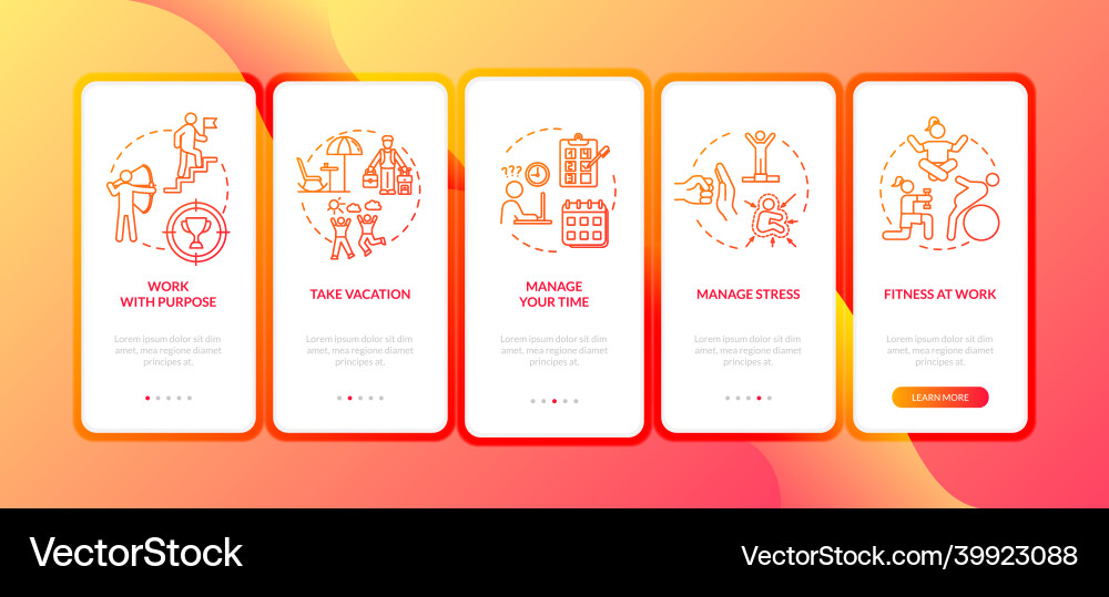 Avoid burnout onboarding mobile app page screen Avoid burnout onboarding mobile app page screen vector image