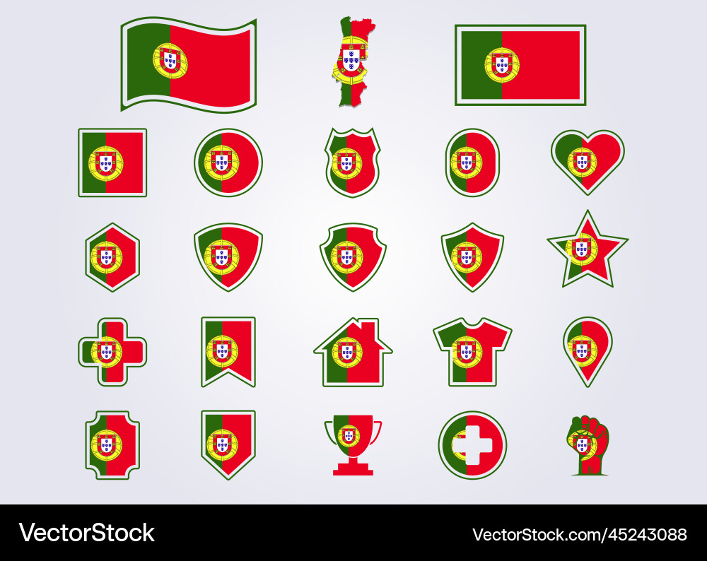 Bundle of portugal icon flag symbol sign Bundle of portugal icon flag symbol sign vektorbild