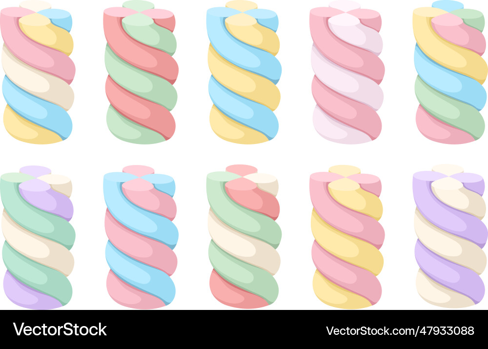 Collection of twist marshmallows in different Collection of twist marshmallows in different vector image