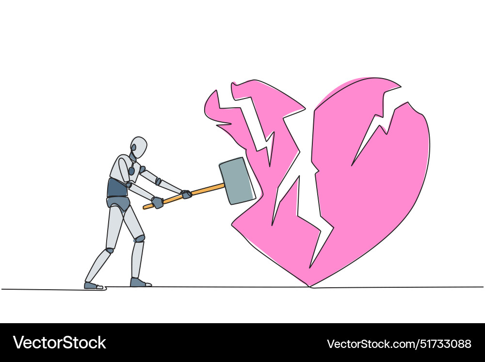 Continuous one line drawing smart robot preparing Continuous one line drawing smart robot preparing vector image