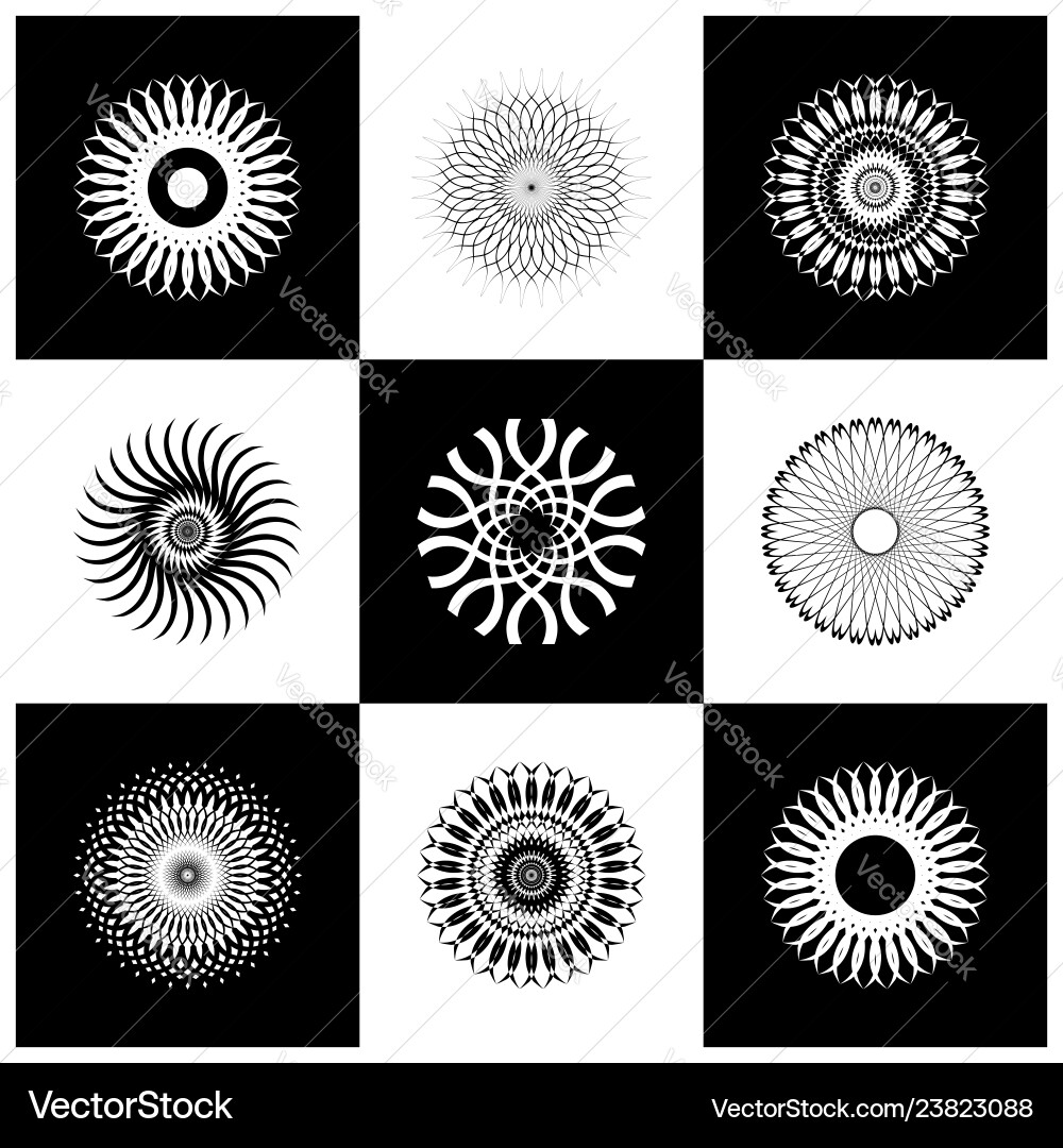 Design elements set abstract black and whit Design elements set abstract black and whit vector image