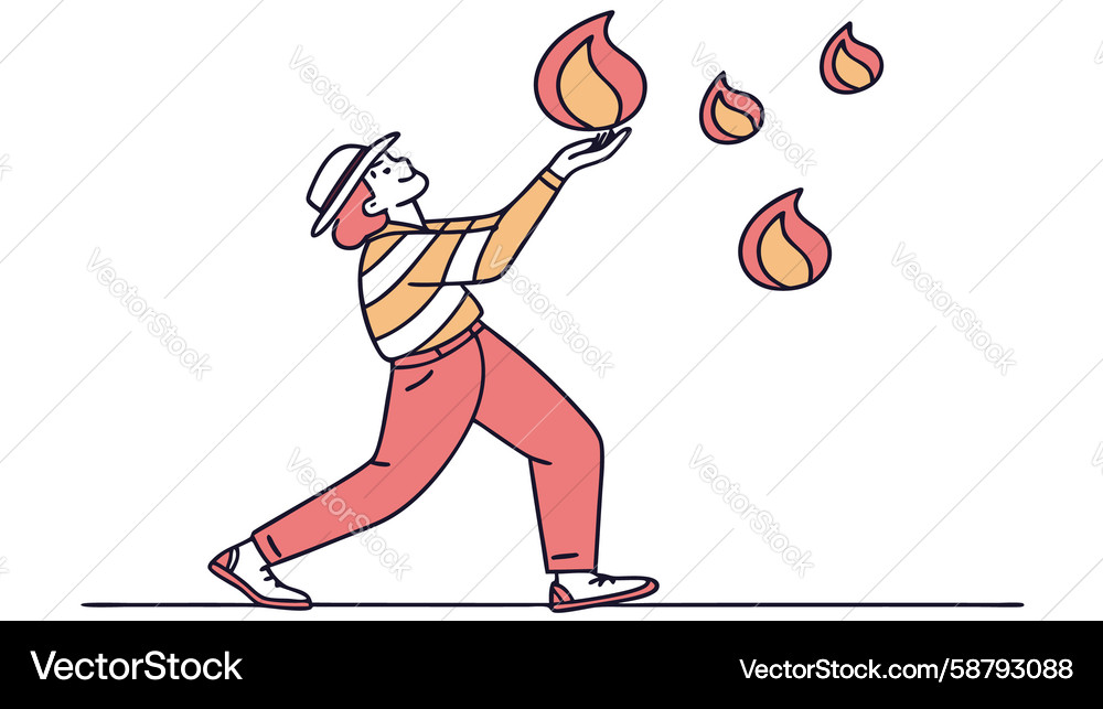 Dynamic Torch Juggler Performance Vector Image