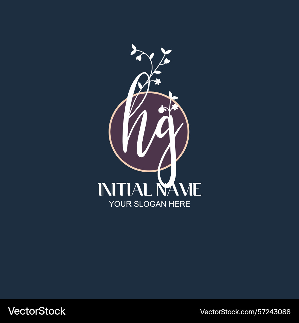 Elegant hg initial logo design with botanical Vector Image