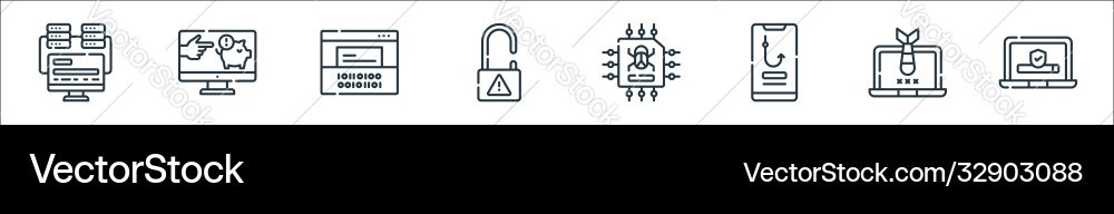 Hacker line icons linear set quality Hacker line icons linear set quality vector image