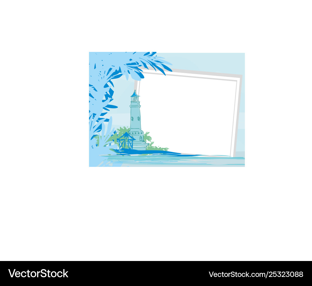 Lighthouse seen from a tiny beach - frame Vector Image